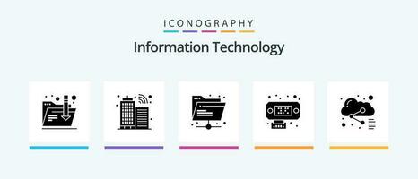 information La technologie glyphe 5 icône pack comprenant . partager. réseau. déposer. interfaces. Créatif Icônes conception vecteur