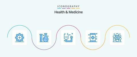 santé et médicament bleu 5 icône pack comprenant santé. atome. santé. santé. aptitude vecteur