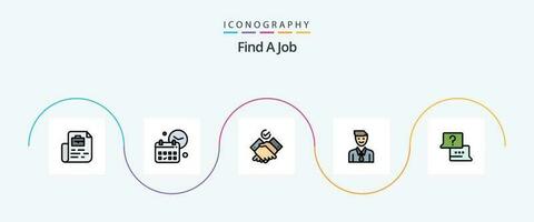 trouver une emploi ligne rempli plat 5 icône pack comprenant emploi. homme. emploi. emploi. affaires vecteur