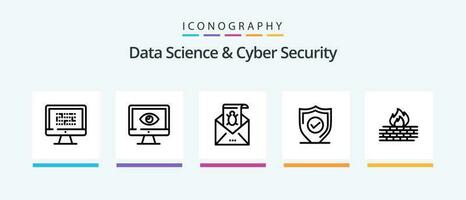 Les données science et cyber Sécurité ligne 5 icône pack comprenant monde. sécurisé. louché. protection. dossier. Créatif Icônes conception vecteur