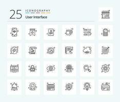 utilisateur interface 25 ligne icône pack comprenant préférence. égaliseur. en espèces reçu. configuration. agresser vecteur