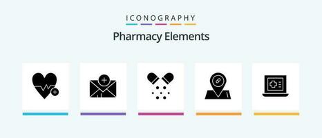 pharmacie éléments glyphe 5 icône pack comprenant pilules. médical . poster. médicament. Créatif Icônes conception vecteur