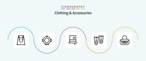 Vêtements et accessoires ligne 5 icône pack comprenant . bourse. branché. mode. Marin vecteur