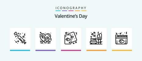 valentines journée ligne 5 icône pack comprenant l'amour. cœurs. romance. cœur. interdit. Créatif Icônes conception vecteur