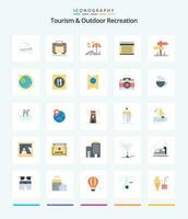 Créatif tourisme et Extérieur des loisirs 25 plat icône pack tel comme motel. direction. plage. vacances. vecation vecteur