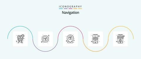 la navigation ligne 5 icône pack comprenant achats. mobile. emplacement. Plans. en ligne vecteur