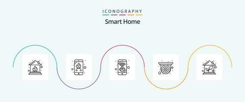 intelligent Accueil ligne 5 icône pack comprenant vert. éco. réseau. sécurité. came vecteur