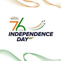 76e ans content Indien indépendance journée vecteur salutation avec caractères