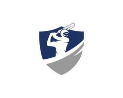 criquet sport bouclier logo conception emblème badge vecteur concept.