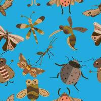 modèle Contexte avec insecte esquisser personnages vecteur illustration