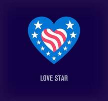 Etats-Unis drapeau logo de Créatif cœur former. unique Couleur transitions. unique étoiles logo modèle. vecteur