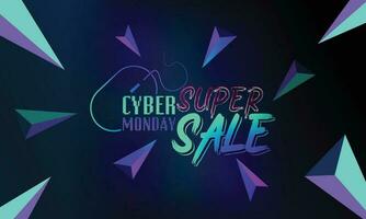 cyber Lundi coloré néon style super vente la toile bannière. cyber Lundi vente spécial offre social médias Publier conception. entreprise, promotion, et La publicité vecteur modèle. saisonnier des offres méga gros vente