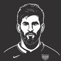 noir Contexte messi mascotte, vecteur illustration ligne art