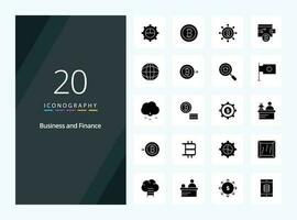 20 icône de glyphe solide de finances pour la présentation vecteur