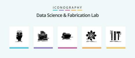 Les données science et fabrication laboratoire glyphe 5 icône pack comprenant information. analyse. liste. technique. tournevis. Créatif Icônes conception vecteur