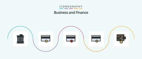 la finance ligne rempli plat 5 icône pack comprenant portefeuille. finance. finance. non. argent vecteur