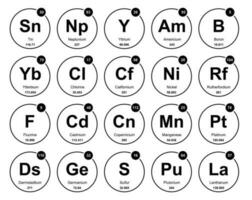 20 tableau préodique de la conception du pack d'icônes d'éléments vecteur