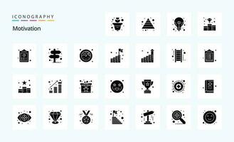 25 pack d'icônes de glyphe solide de motivation vecteur