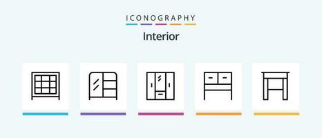intérieur ligne 5 icône pack comprenant . lit. intérieur. Créatif Icônes conception vecteur