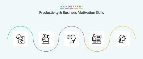 productivité et affaires motivation compétences ligne 5 icône pack comprenant atteindre. capacités. pouvoir. mener. Humain vecteur
