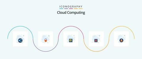 nuage l'informatique plat 5 icône pack comprenant nuage. traverser. entreprise. avertissement. nuage vecteur