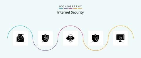 l'Internet Sécurité glyphe 5 icône pack comprenant données. bouclier. œil. protéger. l'Internet vecteur