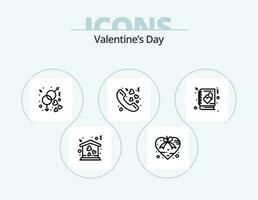 valentines journée ligne icône pack 5 icône conception. cœur. l'amour. journée. genre. mariage vecteur
