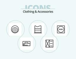 Vêtements et accessoires ligne icône pack 5 icône conception. . blanchisserie. t chemise. vêtements. bijoux vecteur
