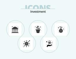 investissement glyphe icône pack 5 icône conception. . argent. commercial. main. investissement vecteur