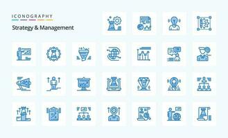 25 stratégie et la gestion bleu icône pack vecteur