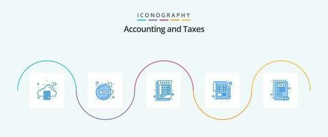 les taxes bleu 5 icône pack comprenant document. feuille. calculer. paiement. comptabilité vecteur