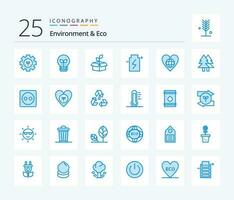 environnement et éco 25 bleu Couleur icône pack comprenant environnement. écologie. éco. éco. Puissance vecteur