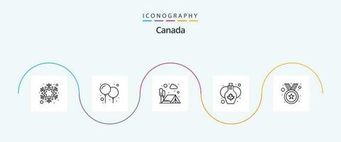 Canada ligne 5 icône pack comprenant médaille. feuille. aventure. du vin. décoration vecteur