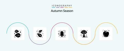 l'automne glyphe 5 icône pack comprenant poison. l'automne. la nature. amanite. feuille vecteur