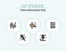 international le jazz journée ligne rempli icône pack 5 icône conception. . sinus . multimédia. la musique . du son vecteur
