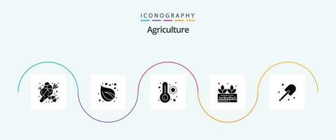 agriculture glyphe 5 icône pack comprenant agriculture. plante. arbre. la nature. agriculture vecteur