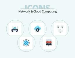 réseau et nuage l'informatique plat icône pack 5 icône conception. l'Internet. technologie. stockage. engrenage. La technologie vecteur