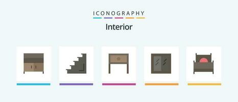 intérieur plat 5 icône pack comprenant la fenêtre. maison. escaliers. verre. intérieur. Créatif Icônes conception vecteur