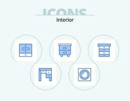 intérieur bleu icône pack 5 icône conception. tiroir. intérieur. placard. meubles. décor vecteur