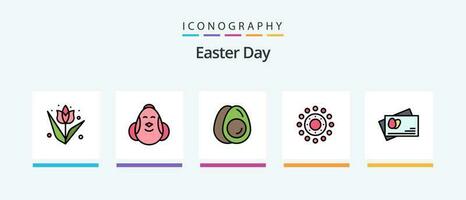 Pâques ligne rempli 5 icône pack comprenant œuf. œuf. Pâques. passeport. œuf. Créatif Icônes conception vecteur