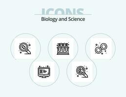 la biologie ligne icône pack 5 icône conception. connaissance. contenu. pot. livre. Souris vecteur