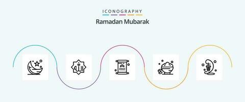 Ramadan ligne 5 icône pack comprenant doux. plat. Dieu. moubarak. iftar vecteur