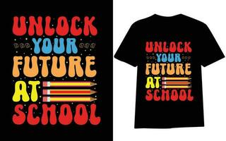 retour à école T-shirt conception, premier journée à école , cent journées de école, typographie T-shirt conception pour enfants. vecteur