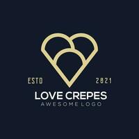 luxe l'amour crêpes logo illustration pour votre entreprise vecteur