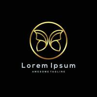 luxe cercle papillon logo or Couleur vecteur