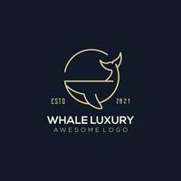 luxe baleine ligne logo illustration or Couleur pour le entreprise vecteur