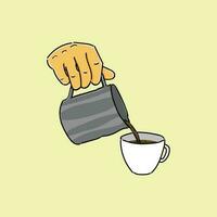 main verser café à une blanc tasse vecteur illustration conception