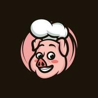 chef porc mascotte logo rose vecteur