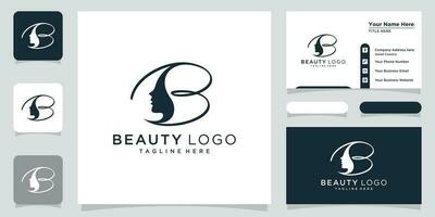 Créatif lettre b logo avec beauté logo style et affaires carte conception modèle prime vecteur