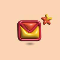 courrier icône ensemble avec marqueur Nouveau message isolé art. rendre email notification avec des lettres, vérifier marquer, avion et grossissant verre Icônes. 3d réaliste vecteur